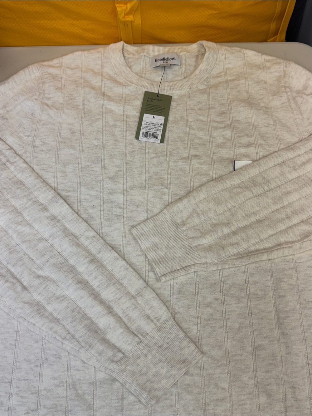 Goodfellow & Co Cream Textured Crewneck Sweater size large soft knit crewneck